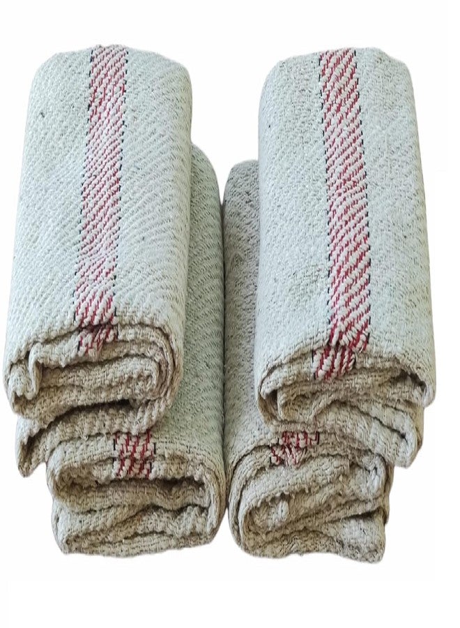 QUALCOSA KITCHEN قطعة قماش قطنية لتنظيف الأرضيات/منفضة غبار/بوشا، 300 غرام/متر مربع (أبيض كريمي، حجم كبير، 30×30 بوصة) - عبوة من 4 قطع - Image 1